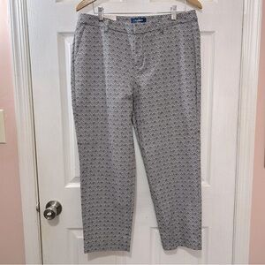 Old Navy Harper Pant Mid-Rise Ankle Women's Black White Abstract Print Size 12